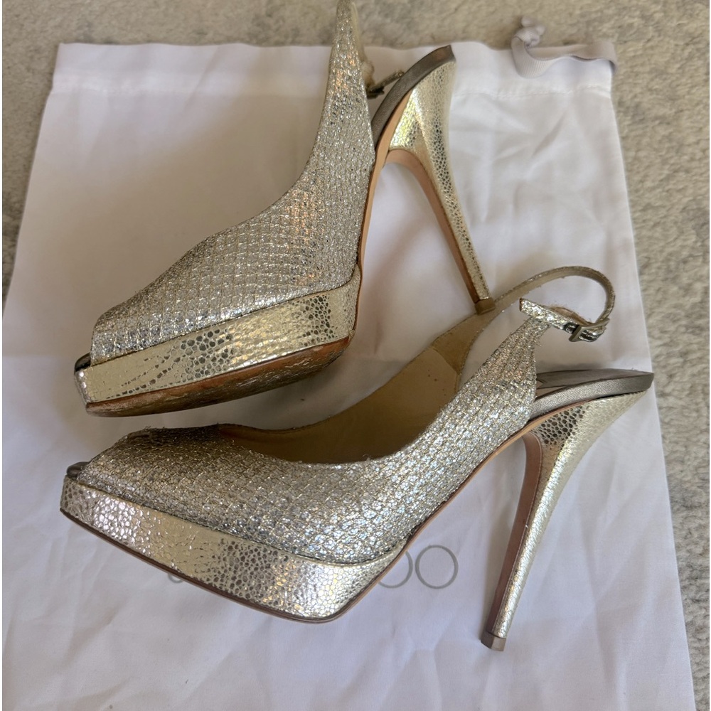 Gorgeous Jimmy Choo Leather Shimmer Platform Heels!